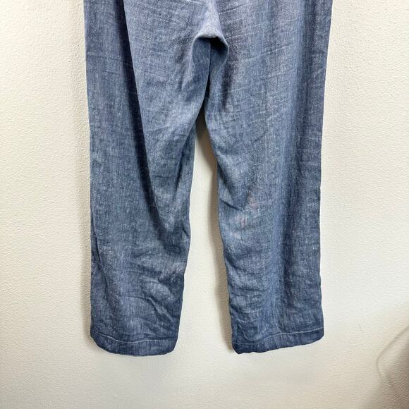 Chico's Stretch Linen Blend Wide Leg Pants Blue Pull On .5 6 - Picture 6 of 14